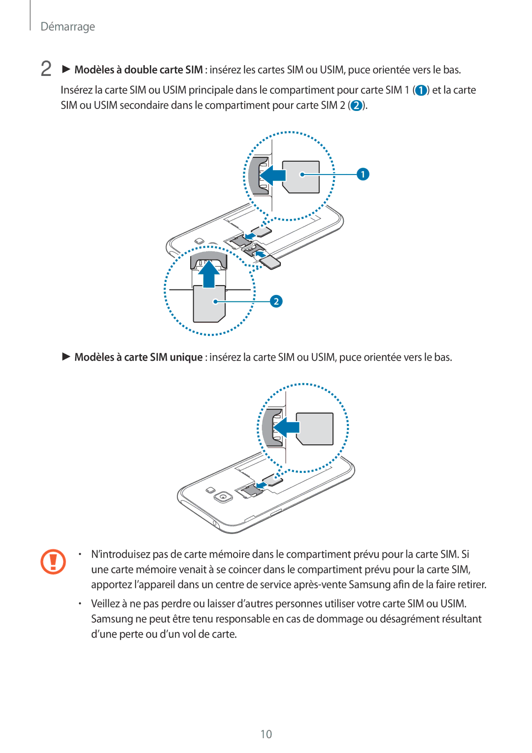 Samsung SM-J100HZKAXEF, SM-J100HZWAXEF manual Démarrage 