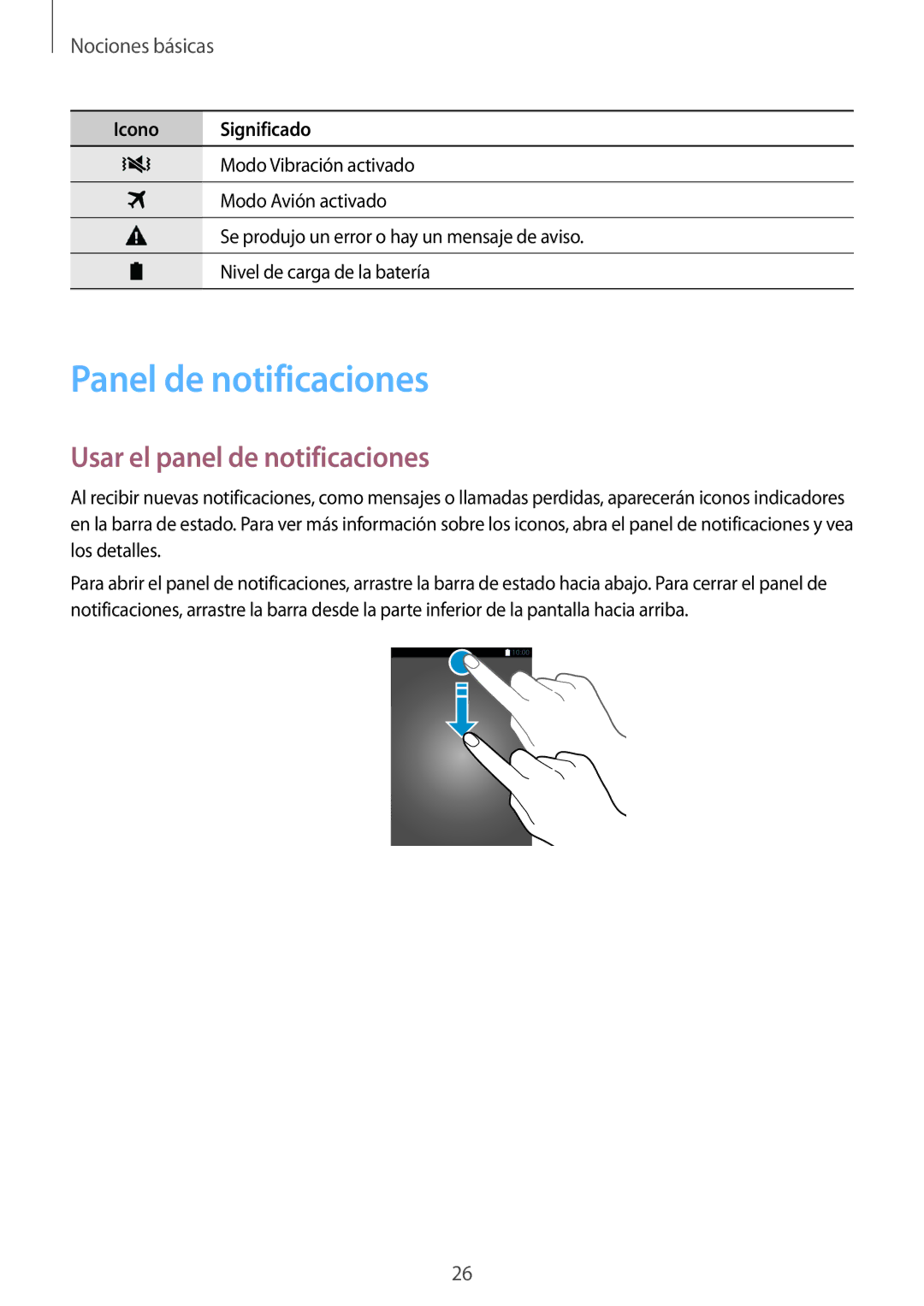 Samsung SM-J100HZWAPHE manual Panel de notificaciones, Usar el panel de notificaciones 