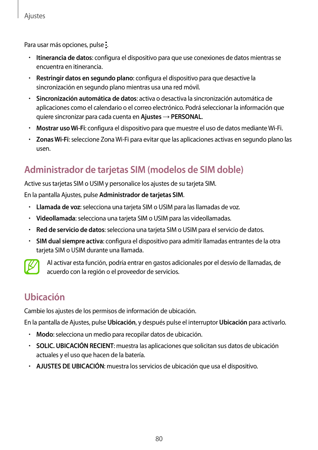 Samsung SM-J100HZWAPHE manual Administrador de tarjetas SIM modelos de SIM doble, Ubicación 