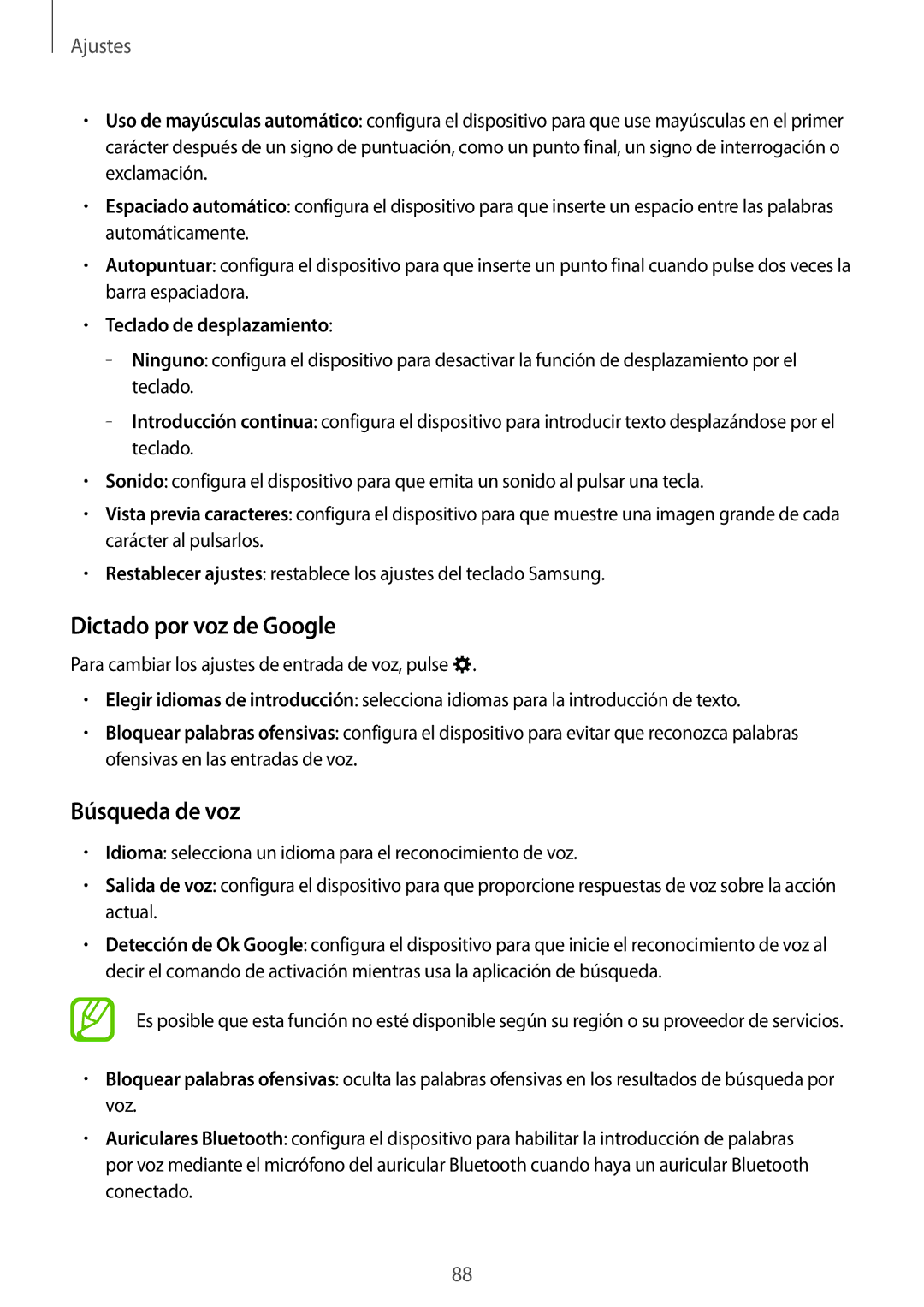 Samsung SM-J100HZWAPHE manual Dictado por voz de Google, Búsqueda de voz, Teclado de desplazamiento 