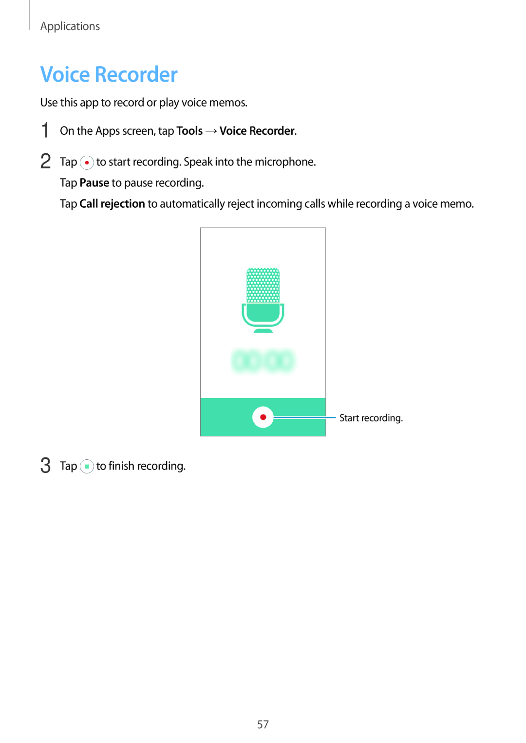 Samsung SM-J105BZKLXXV, SM-J105BZDLXXV, SM-J105BZWLXXV manual Voice Recorder 