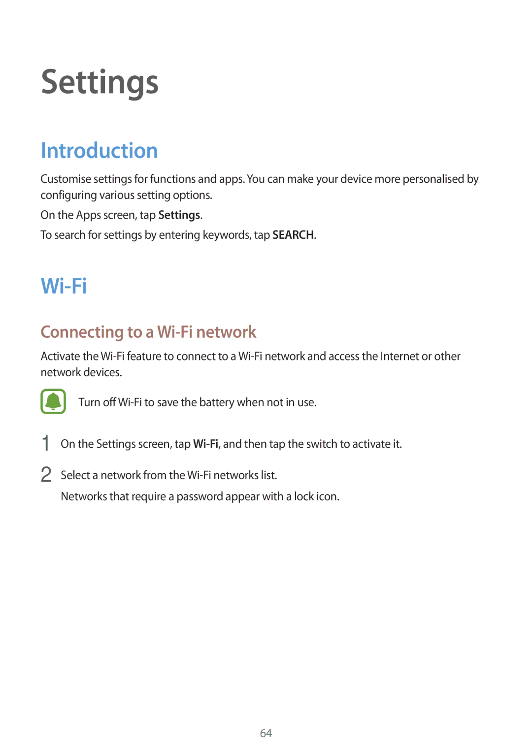 Samsung SM-J105BZDLXXV, SM-J105BZKLXXV, SM-J105BZWLXXV manual Introduction, Connecting to a Wi-Fi network 