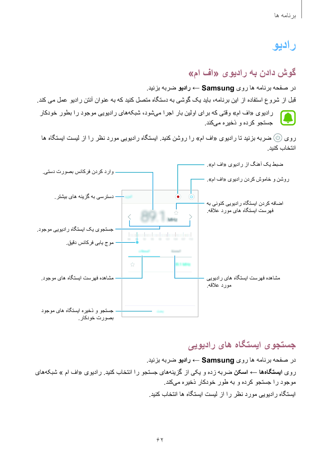 Samsung SM-J106FZWDKSA, SM-J106FZDDKSA, SM-J106FZKDKSA manual ويدار, »ما فا« یویدار هب نداد شوگ, ییویدار یاه هاگتسیا یوجتسج 