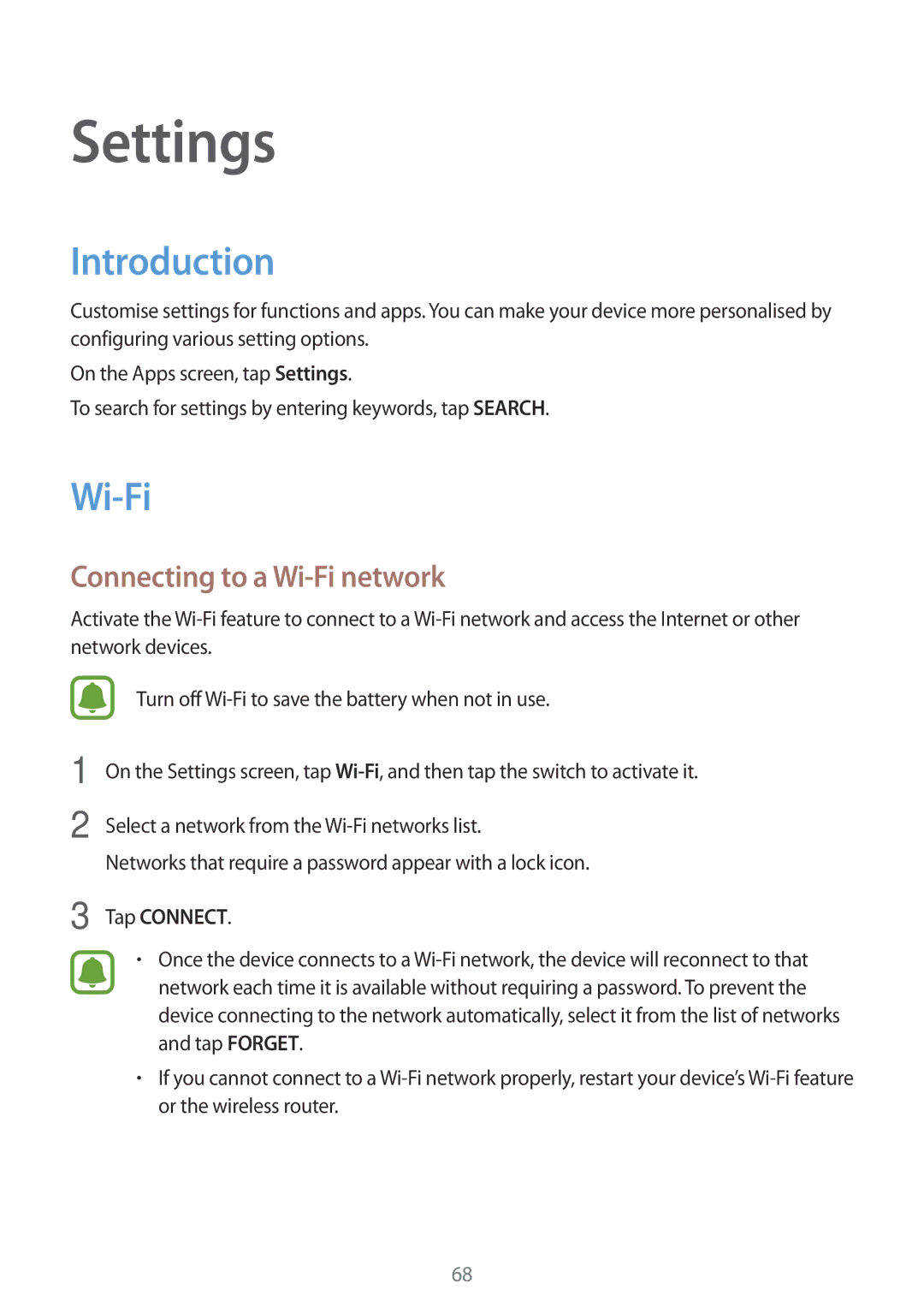 Samsung SM-J106FZWDKSA, SM-J106FZDDKSA, SM-J106FZKDKSA manual Introduction, Connecting to a Wi-Fi network 