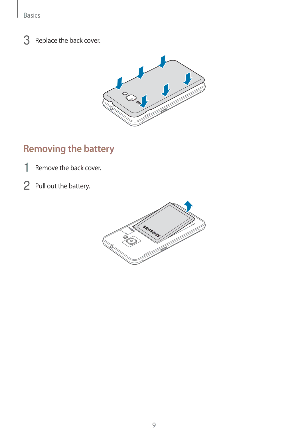 Samsung SM-J120FZWNPHE, SM-J120FZKNDBT, SM-J120FZDNDBT, SM-J120FZWNDBT, SM-J120FZDNXEF, SM-J120FZWNXEF Removing the battery 