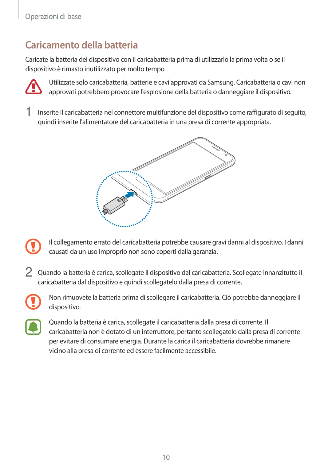 Samsung SM-J120FZDNITV, SM-J120FZKNITV, SM-J120FZWNITV manual Caricamento della batteria 