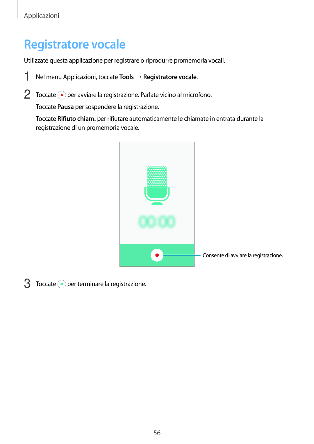 Samsung SM-J120FZWNITV, SM-J120FZKNITV, SM-J120FZDNITV manual Registratore vocale 