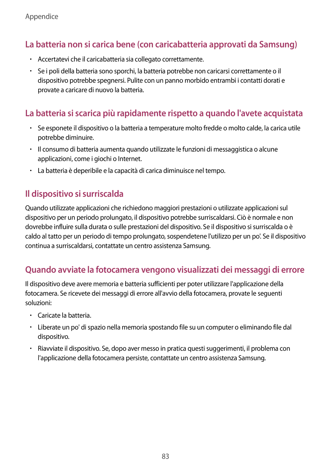 Samsung SM-J120FZWNITV, SM-J120FZKNITV, SM-J120FZDNITV manual Il dispositivo si surriscalda 