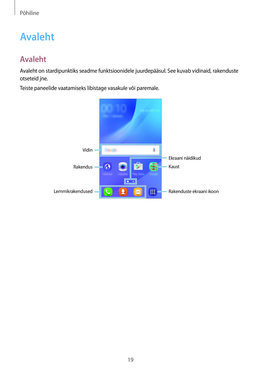 Samsung SM-J120FZDNSEB, SM-J120FZKNSEB manual Avaleht 