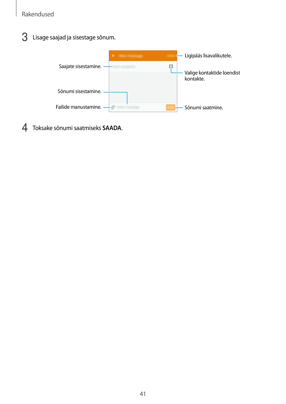 Samsung SM-J120FZDNSEB, SM-J120FZKNSEB manual Lisage saajad ja sisestage sõnum 