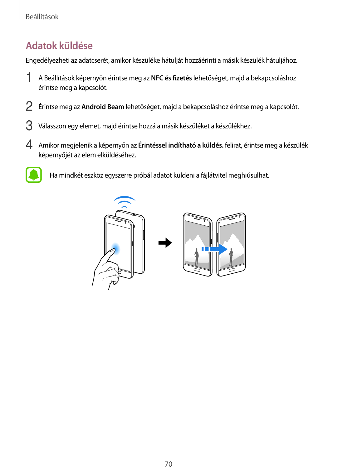 Samsung SM-J120FZDNVGR, SM-J120FZWNEUR, SM-J120FZKNEUR, SM2J120FZDNORX, SM2J120FZDNXEH, SM2J120FZKNVDH manual Adatok küldése 