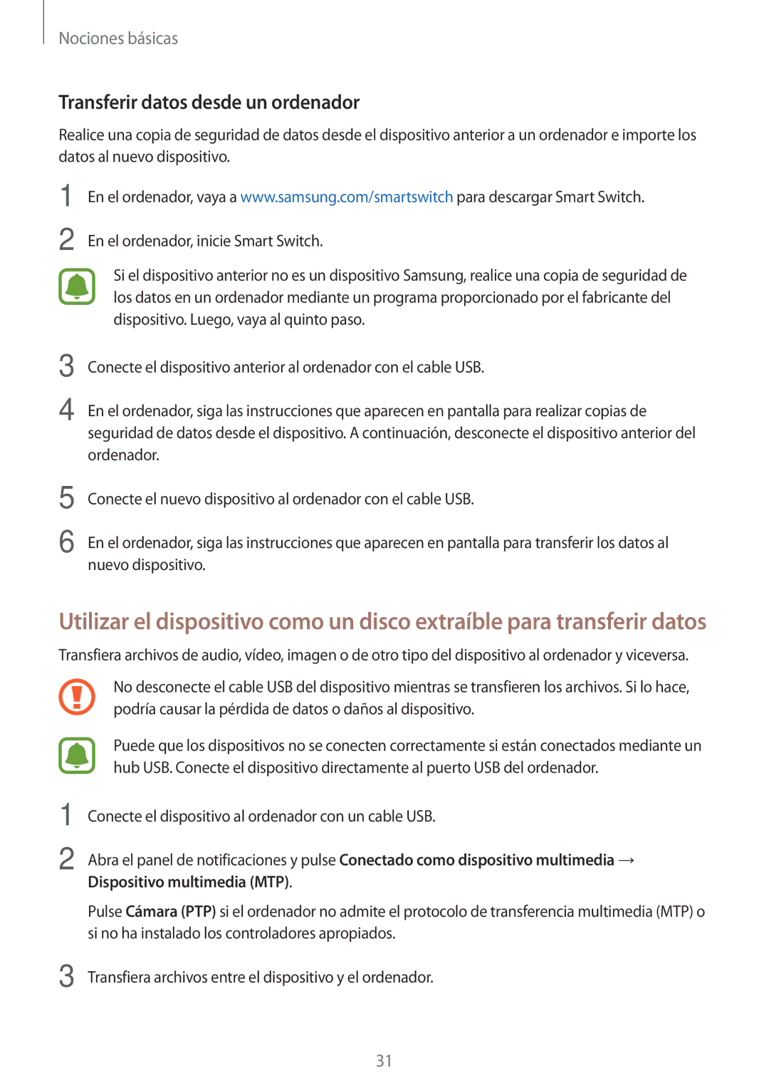 Samsung SM-J120FZWNPHE manual Transferir datos desde un ordenador 