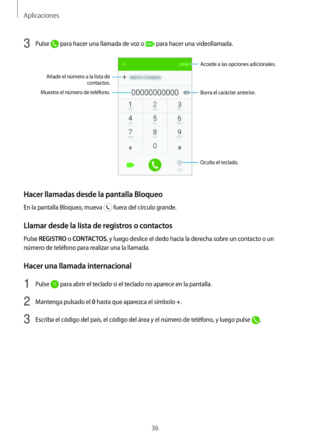 Samsung SM-J120FZWNPHE manual Hacer llamadas desde la pantalla Bloqueo, Llamar desde la lista de registros o contactos 