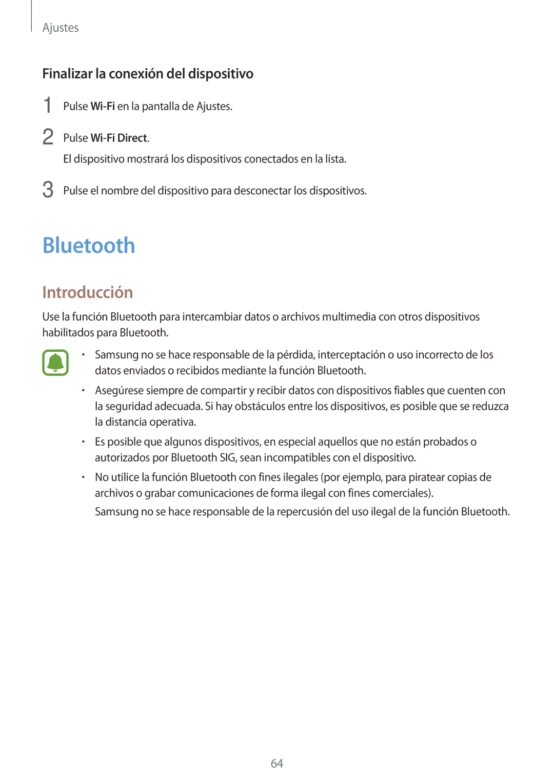 Samsung SM-J120FZWNPHE manual Bluetooth, Finalizar la conexión del dispositivo 