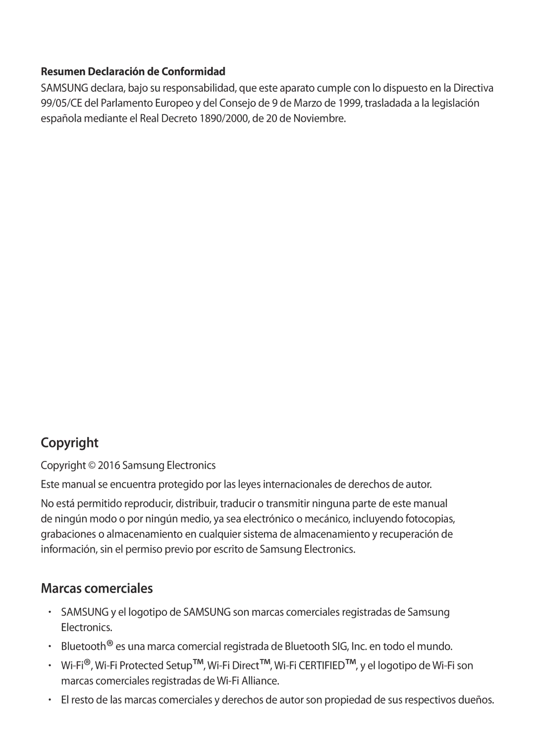 Samsung SM-J120FZWNPHE manual Copyright, Marcas comerciales 