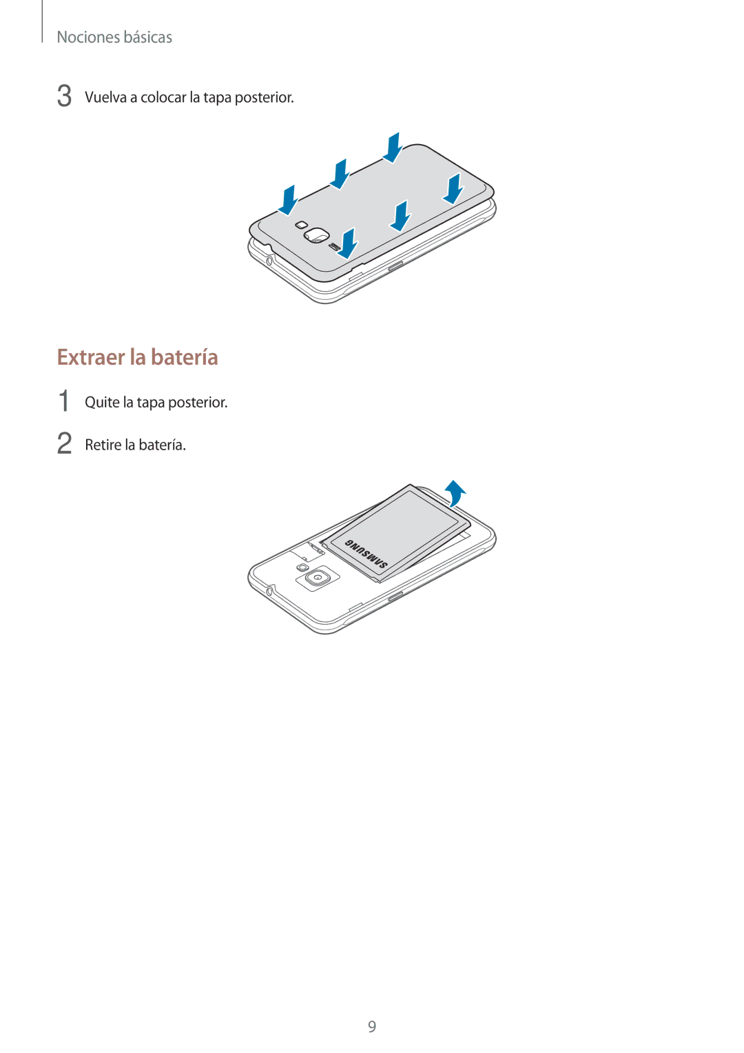 Samsung SM-J120FZWNPHE manual Extraer la batería 