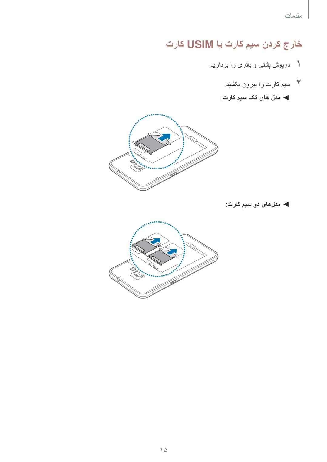 Samsung SM-J120HZDDKSA, SM-J120HZKDKSA, SM-J120FZDDKSA, SM-J120FZKDKSA, SM-J120HZWDKSA manual تراک Usim ای تراک میس ندرک جراخ 