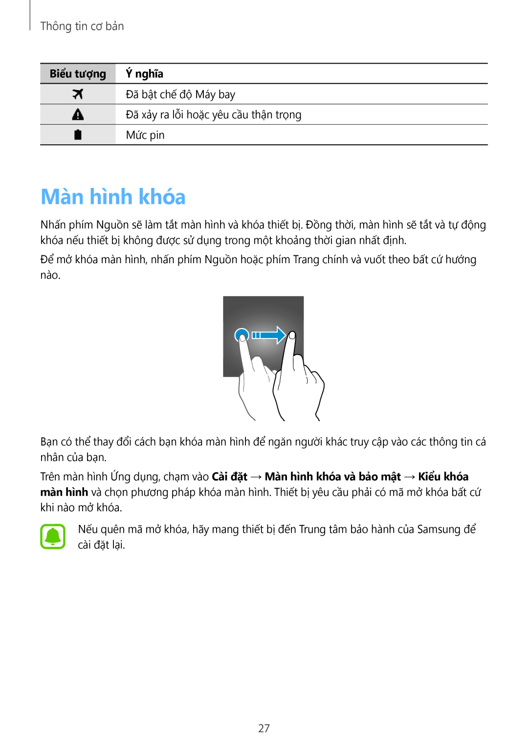 Samsung SM-J120HZKDXXV, SM-J120HZDDXXV, SM-J120HZWDXXV manual Màn hình khóa 