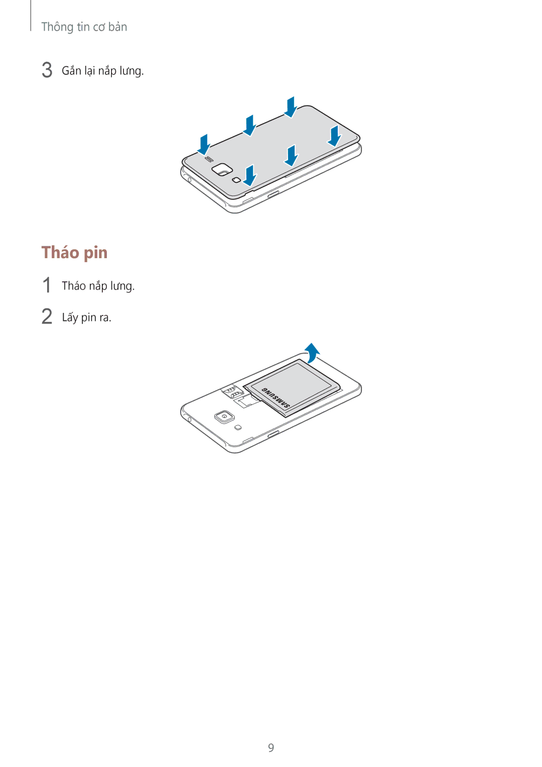 Samsung SM-J200GZWDXXV, SM-J200GZDDXXV manual Tháo pin 