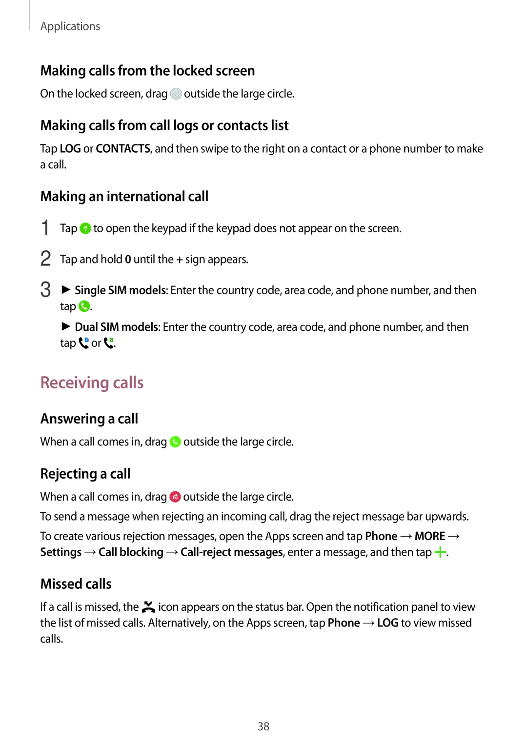 Samsung SM-J200GZDDXXV, SM-J200GZWDXXV manual Receiving calls 