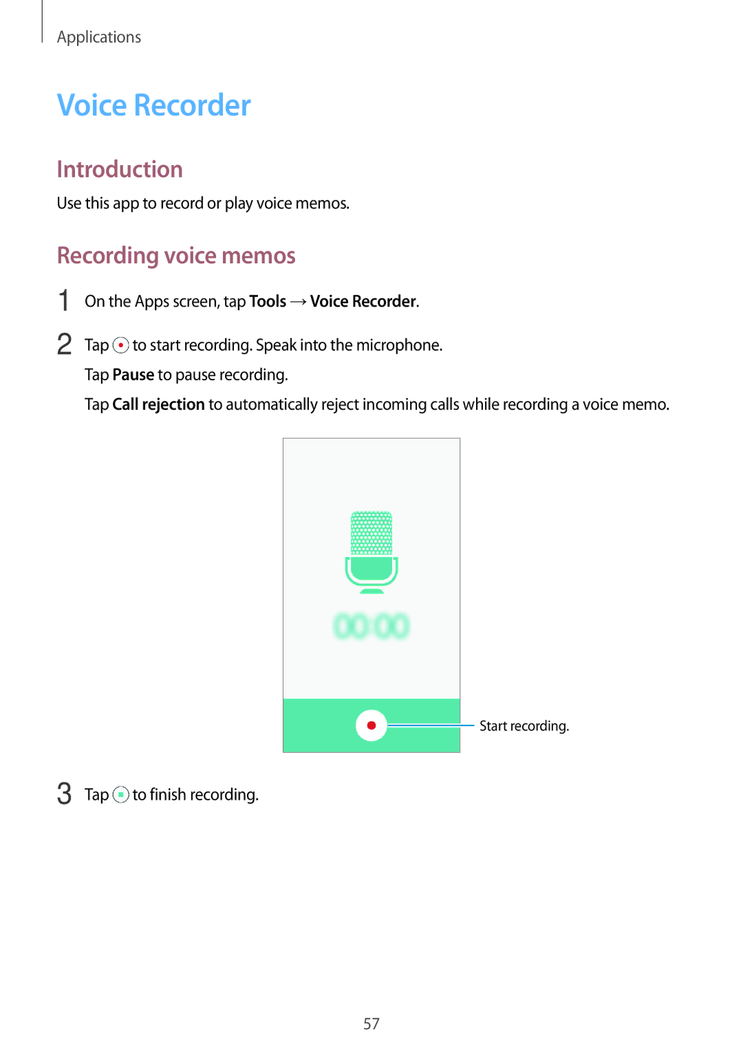 Samsung SM-J200GZWDXXV, SM-J200GZDDXXV manual Voice Recorder, Recording voice memos 