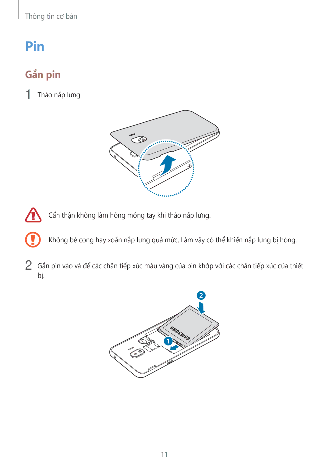 Samsung SM-J250FZSDXXV, SM-J250FZDDXXV, SM-J250FZKDXXV manual Pin, Gắn pin 