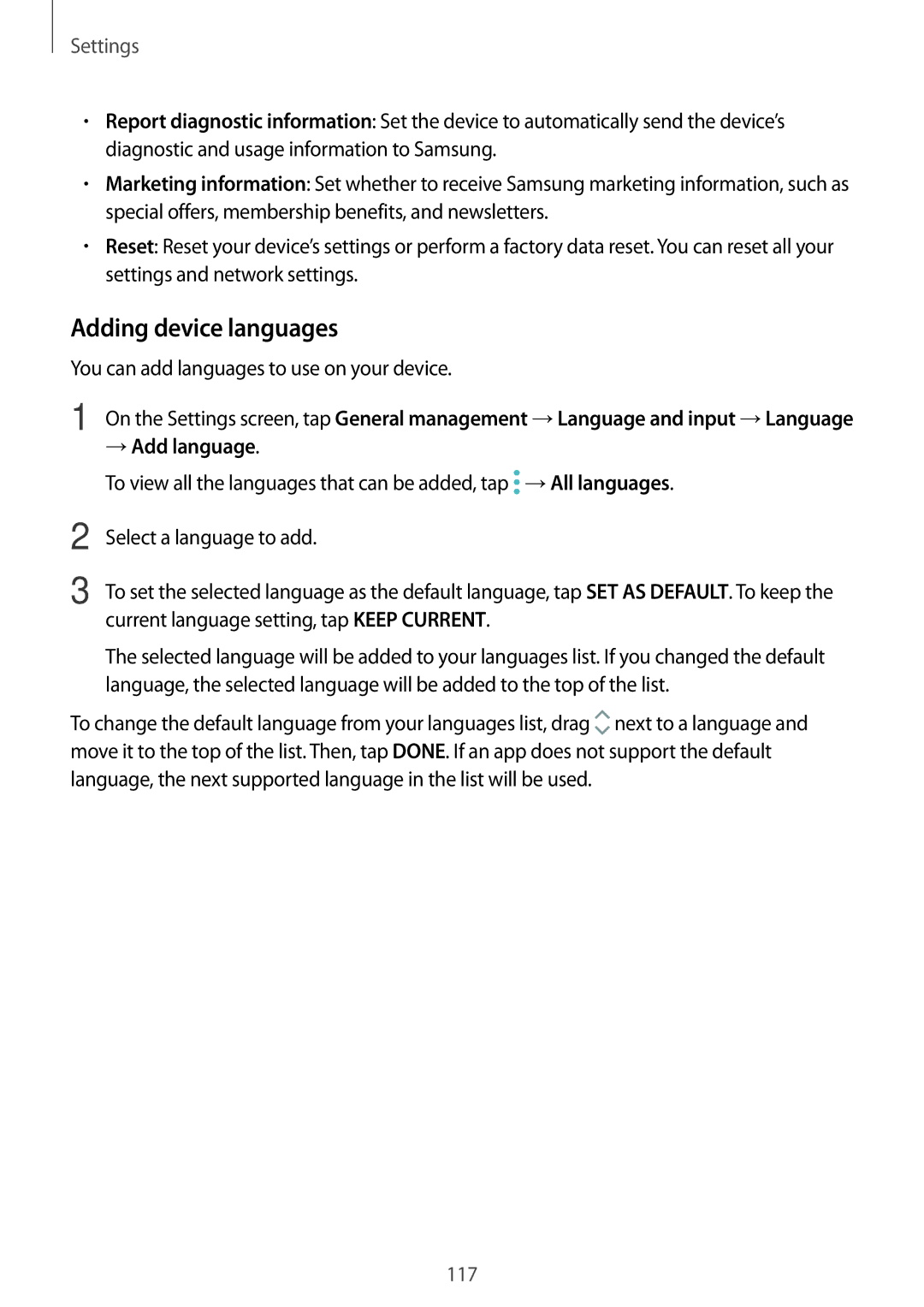 Samsung SM-J250FZKDKSA manual Adding device languages, You can add languages to use on your device, → Add language 