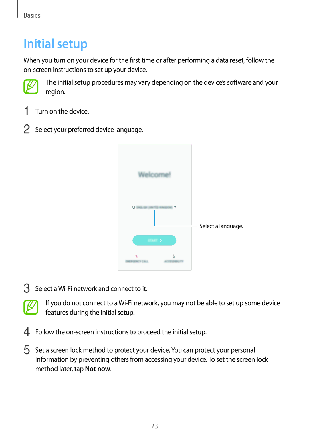 Samsung SM-J250FZSDXXV, SM-J250FZKDKSA, SM-J250FZDDKSA, SM-J250FZSDKSA, SM-J250FZDDXXV, SM-J250FZKDXXV manual Initial setup 