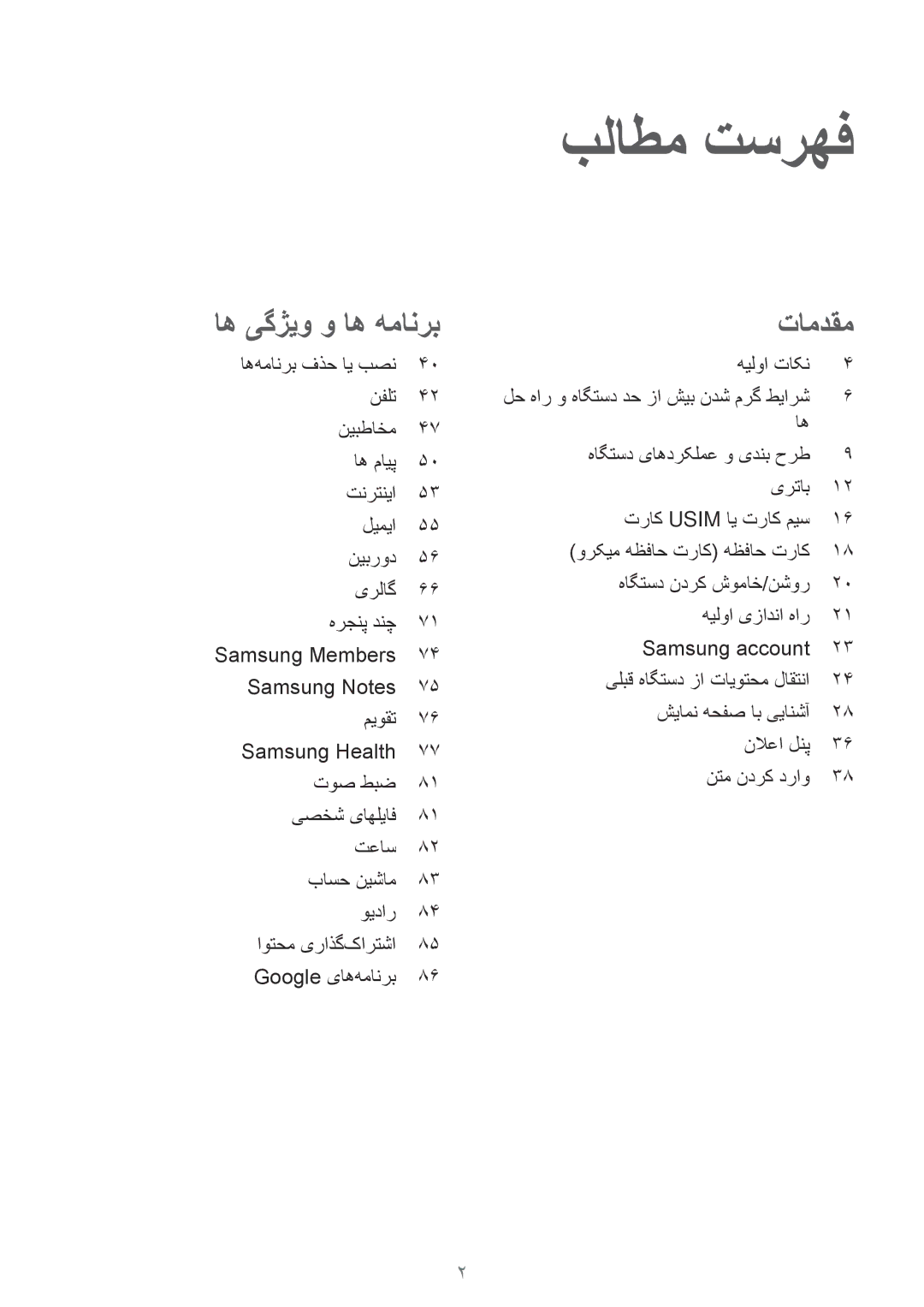 Samsung SM-J250FZSDKSA, SM-J250FZKDKSA, SM-J250FZDDKSA manual بلاطم تسرهف 