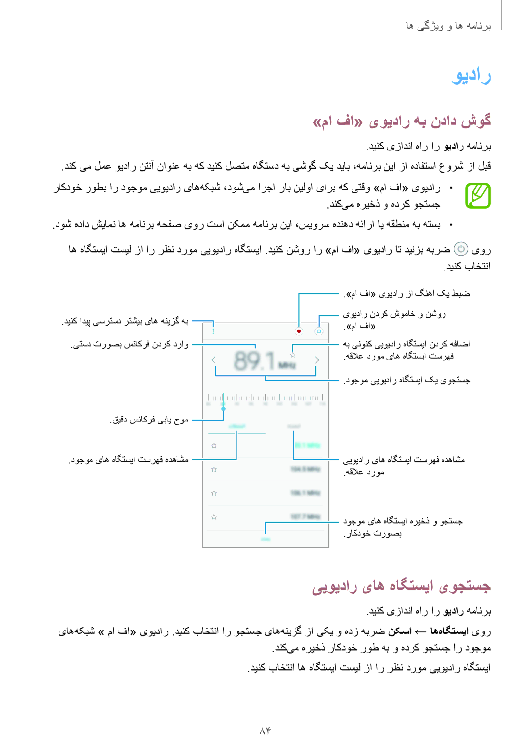 Samsung SM-J250FZKDKSA, SM-J250FZDDKSA, SM-J250FZSDKSA manual ويدار, »ما فا« یویدار هب نداد شوگ, ییویدار یاه هاگتسیا یوجتسج 