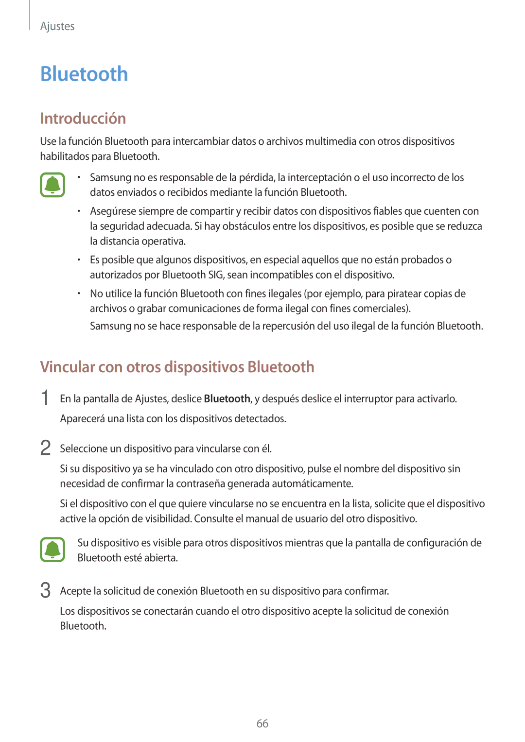 Samsung SM-J320FZDNPHE, SM-J320FZKNPHE, SM-J320FZWNPHE manual Vincular con otros dispositivos Bluetooth 