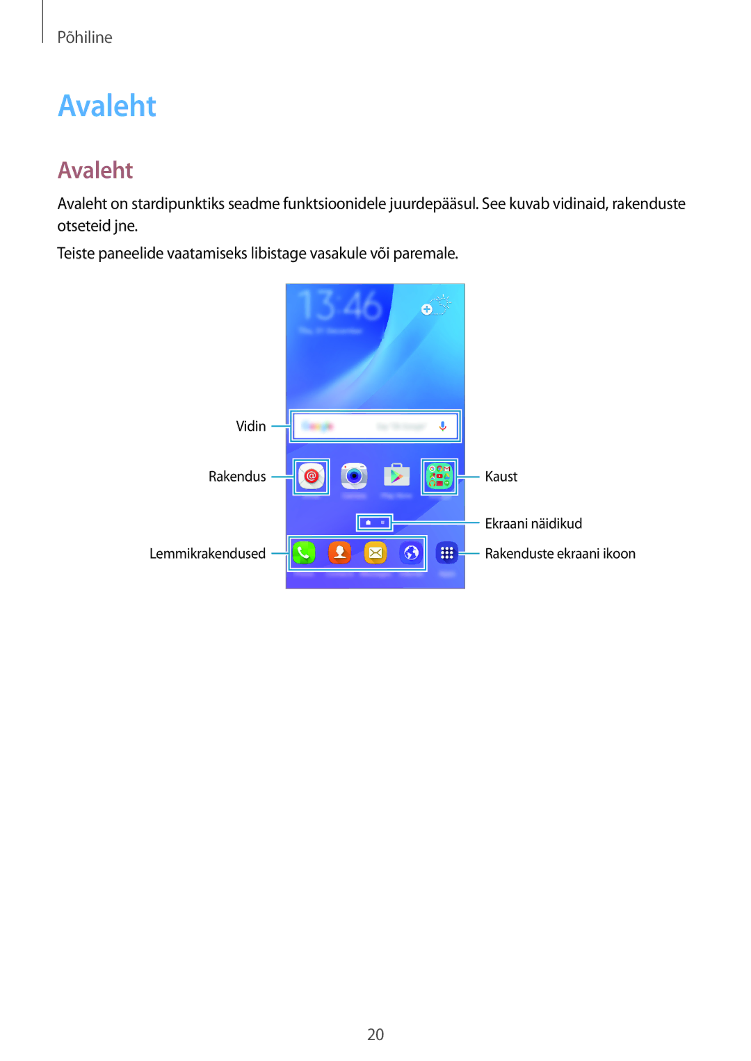 Samsung SM-J320FZDNSEB, SM-J320FZKNSEB manual Avaleht 