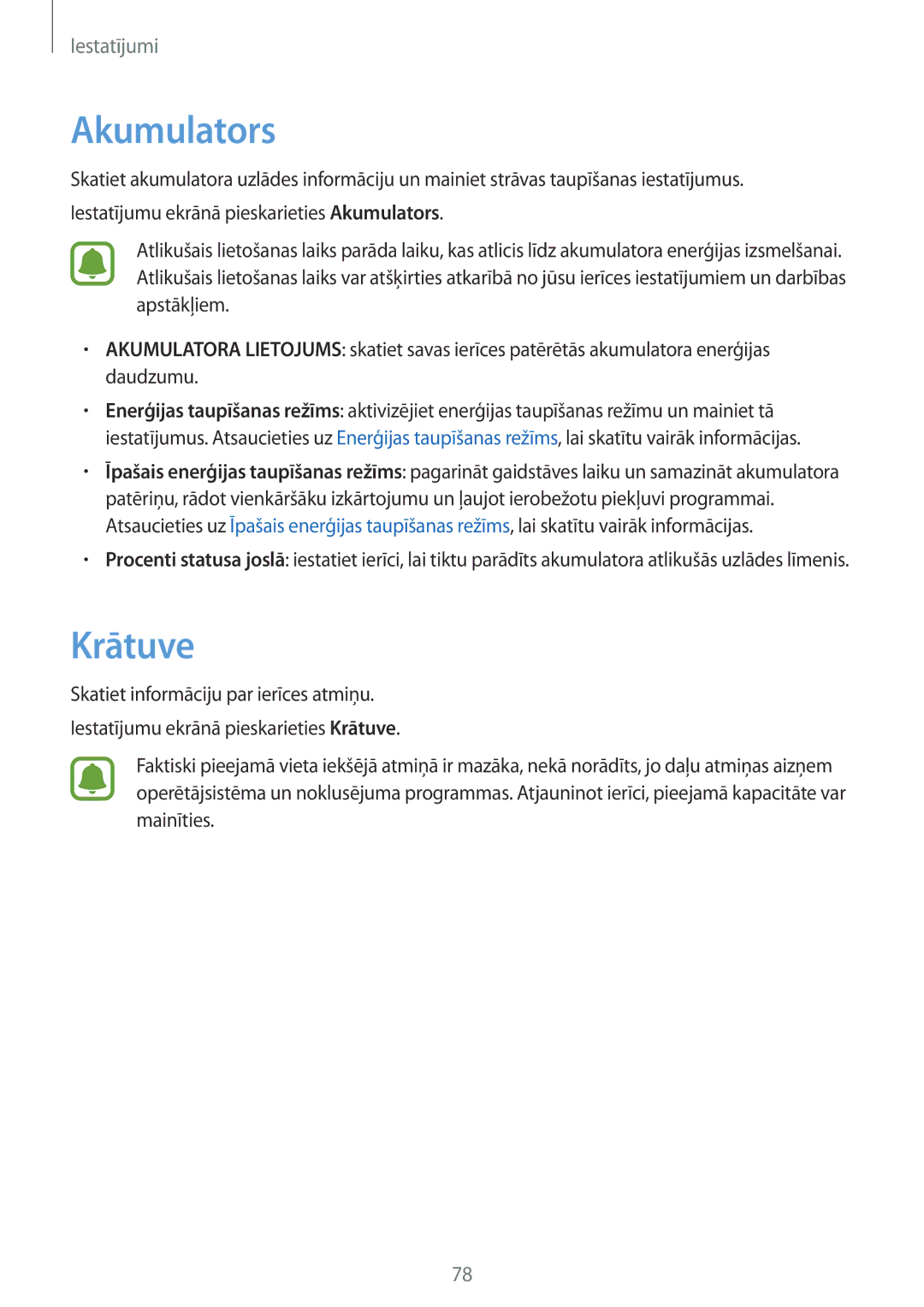 Samsung SM-J320FZDNSEB, SM-J320FZKNSEB manual Akumulators, Krātuve 