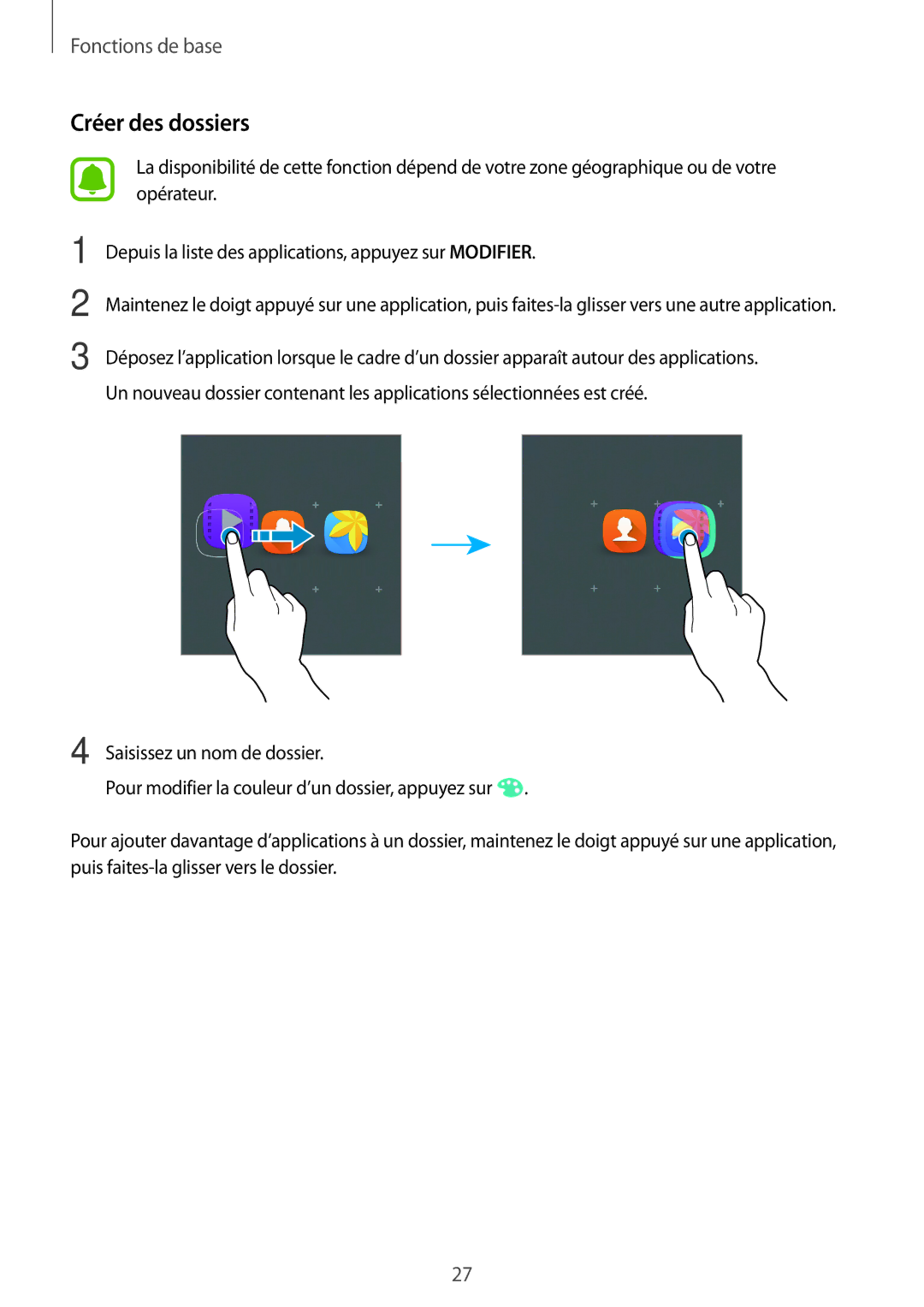 Samsung SM-J320FZDNXEF, SM-J320FZWNXEF, SM-J320FZKNXEF manual Saisissez un nom de dossier 