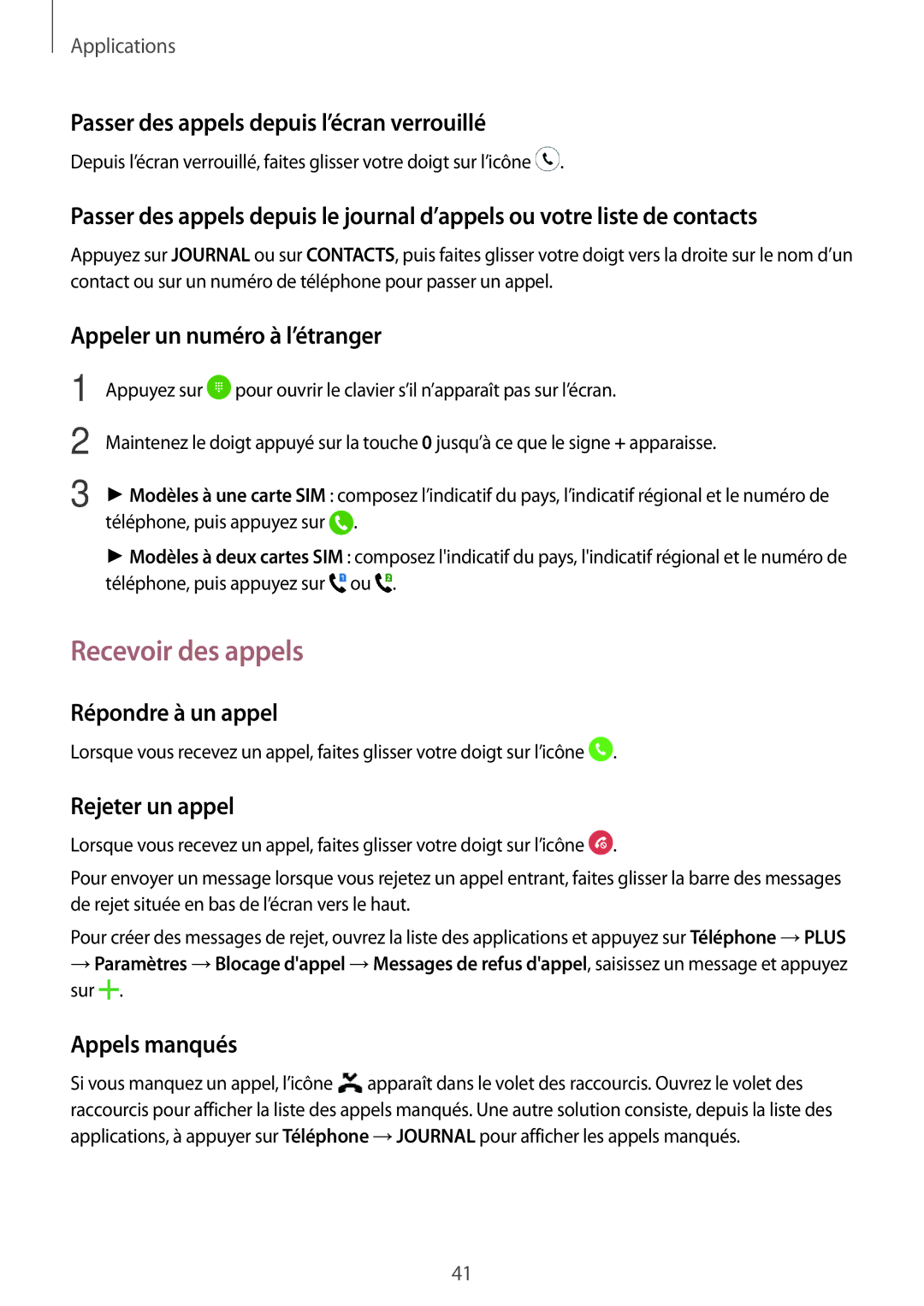 Samsung SM-J320FZKNXEF, SM-J320FZDNXEF, SM-J320FZWNXEF manual Recevoir des appels 