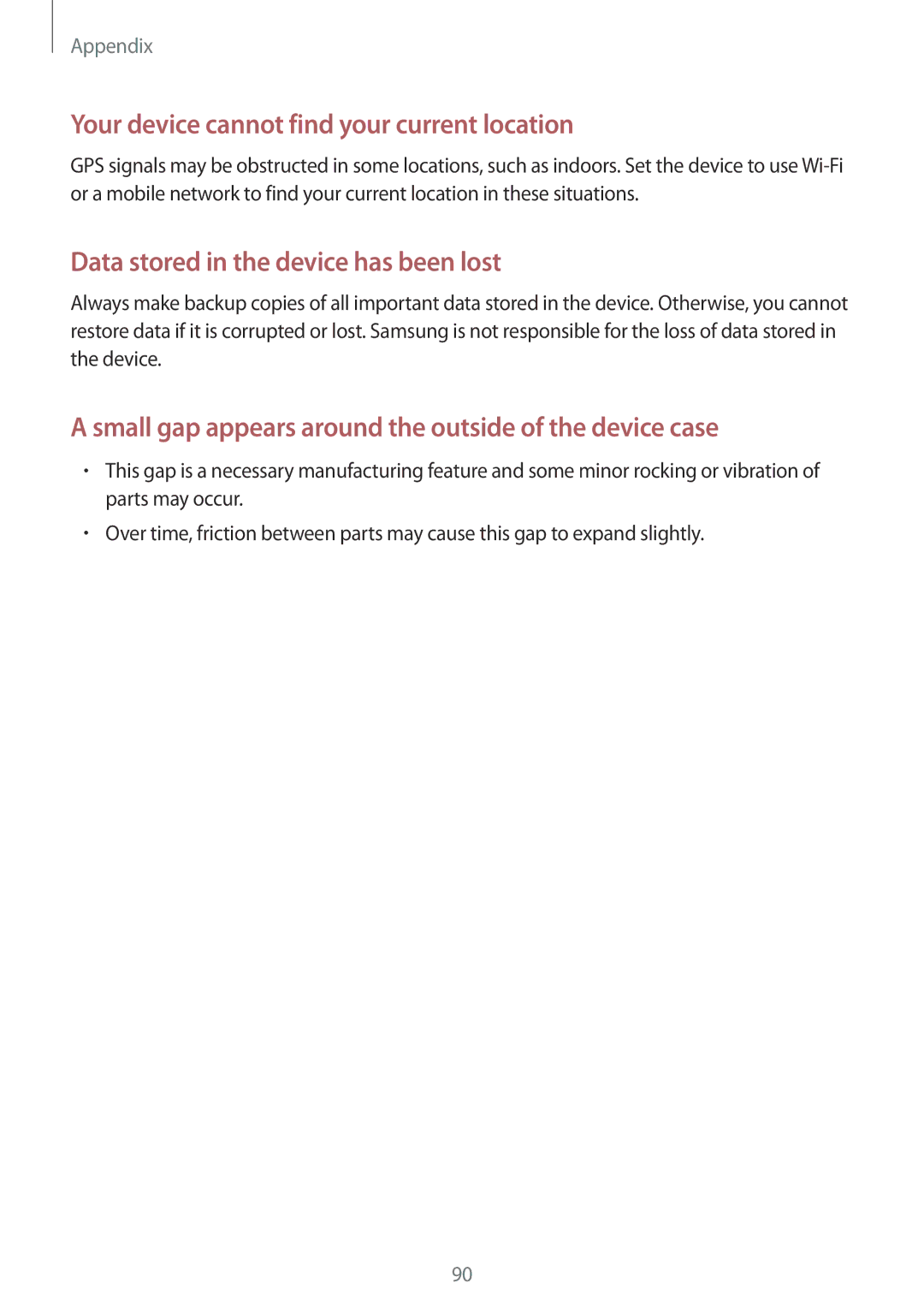 Samsung SM-J320FZKDEUR, SM-J320FZKDDBT, SM-J320FZDDDBT, SM-J320FZWDDBT manual Your device cannot find your current location 