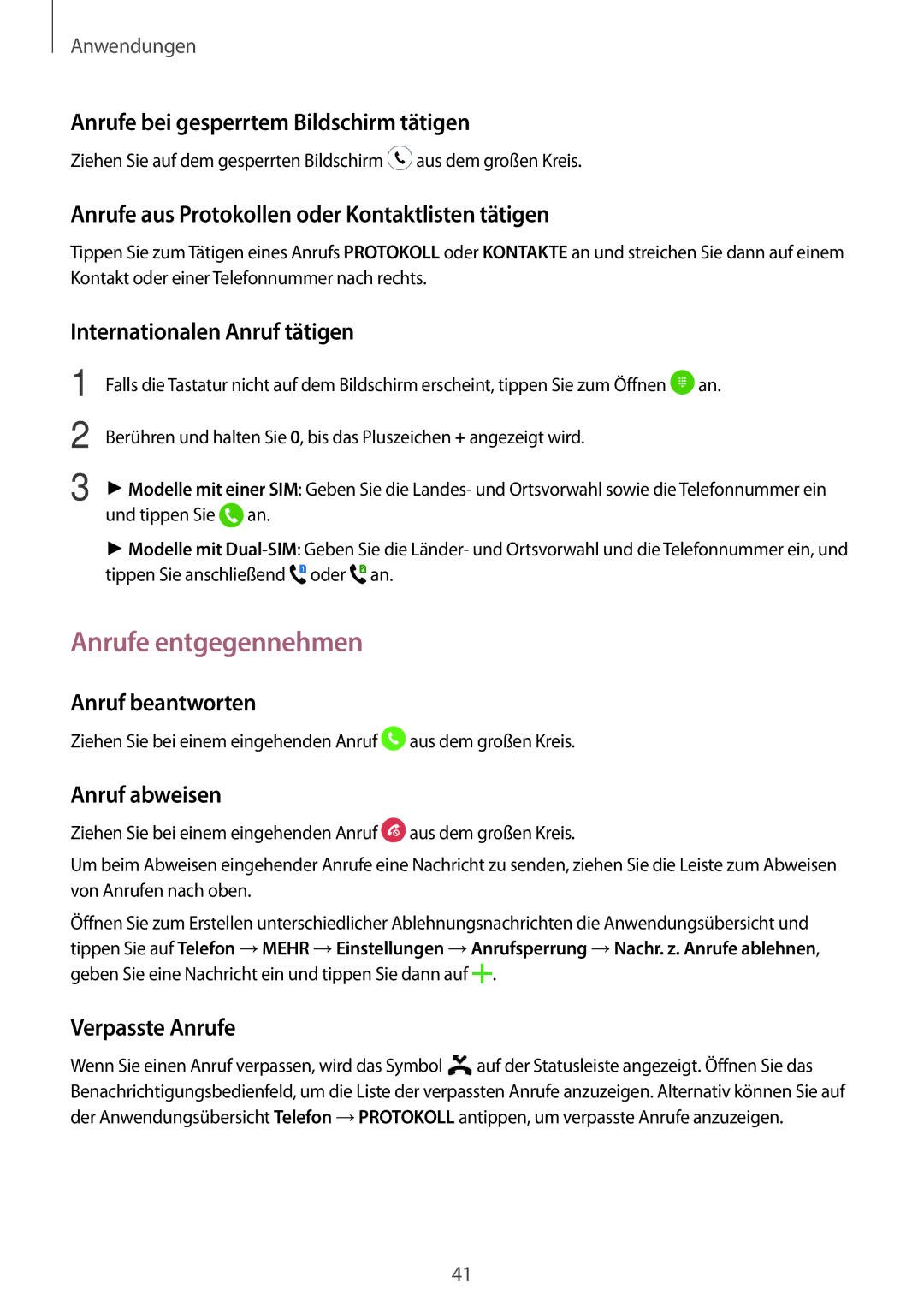 Samsung SM-J320FZWDDBT, SM-J320FZKDDBT, SM-J320FZDDDBT manual Anrufe entgegennehmen 