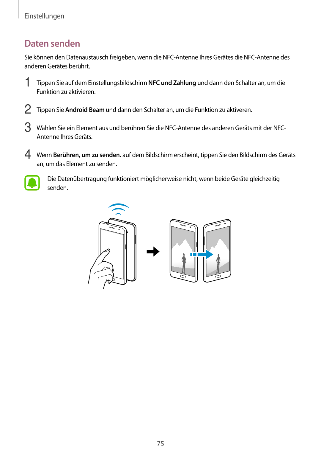 Samsung SM-J320FZKDDBT, SM-J320FZDDDBT, SM-J320FZWDDBT manual Daten senden 