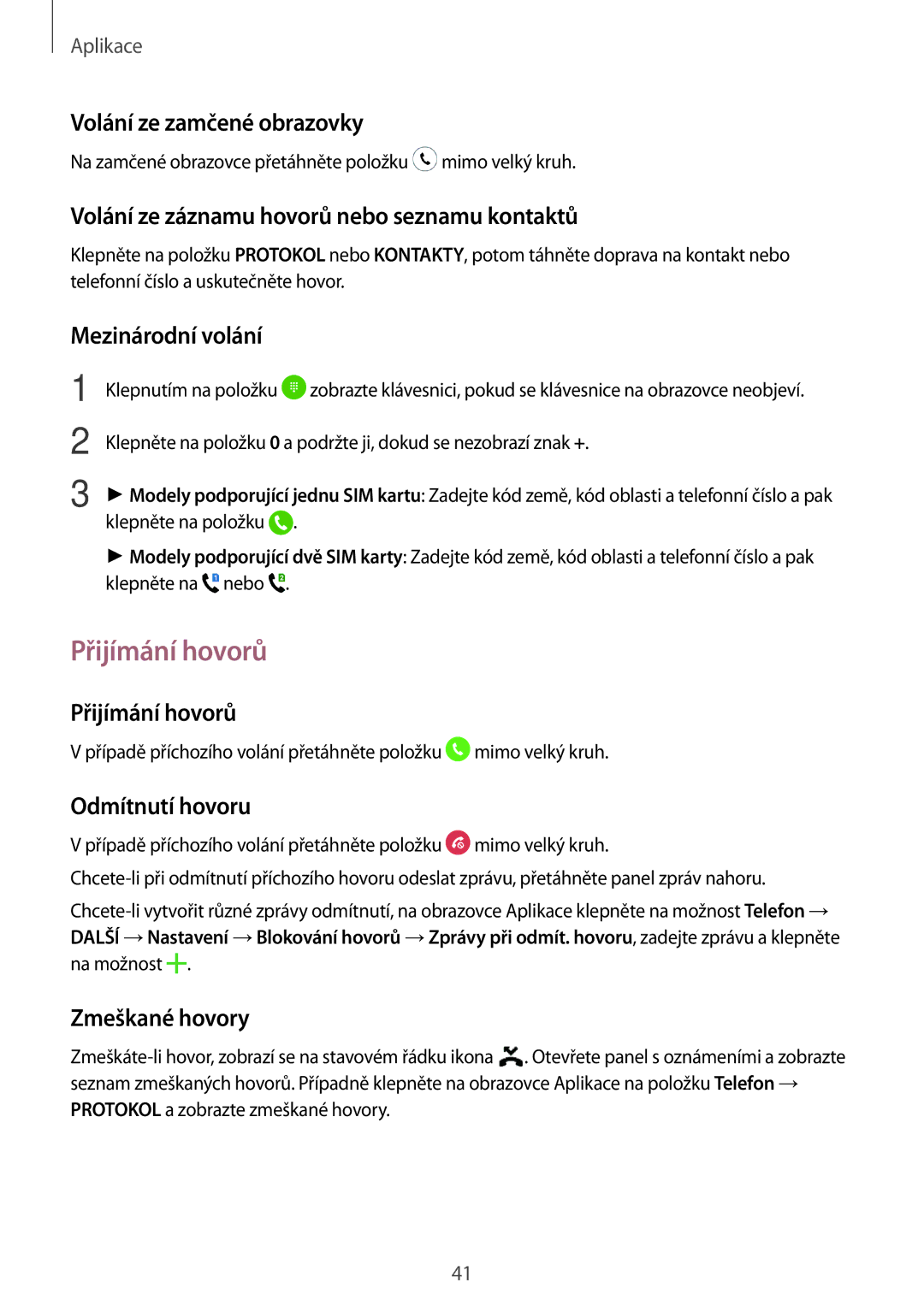 Samsung SM-J320FZKNO2C, SM-J320FZKDETL manual Přijímání hovorů 