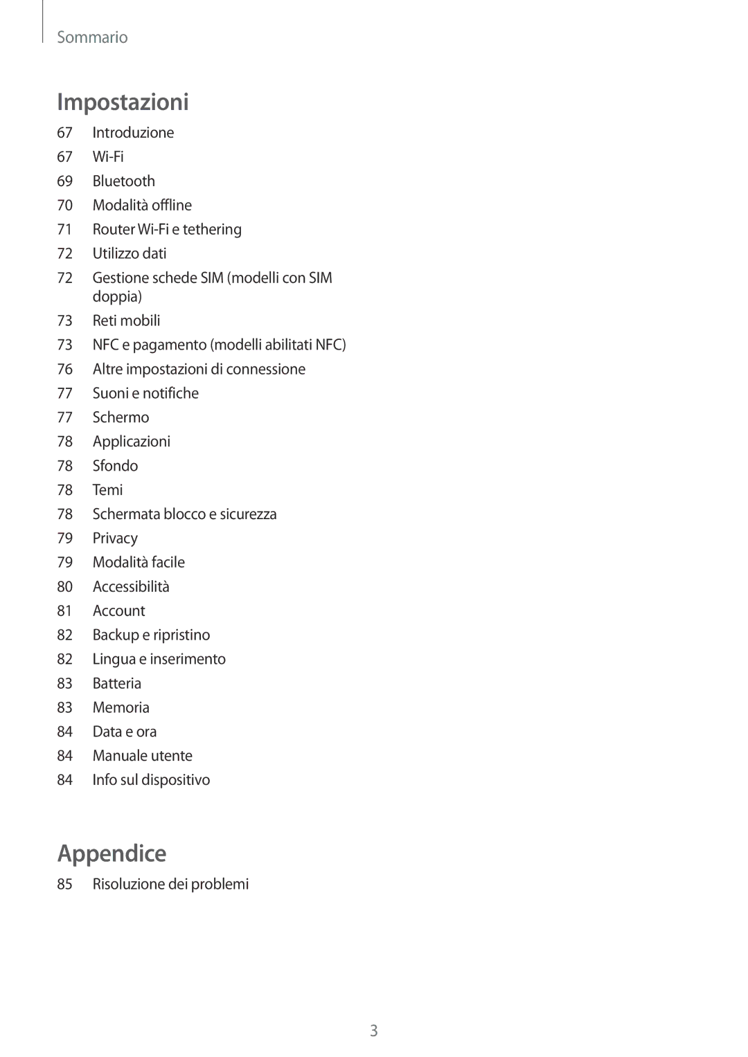 Samsung SM-J320FZDDITV, SM-J320FZKDITV, SM-J320FZWNITV, SM-J320FZWDITV, SM-J320FZKNITV, SM-J320FZDNITV manual Appendice 