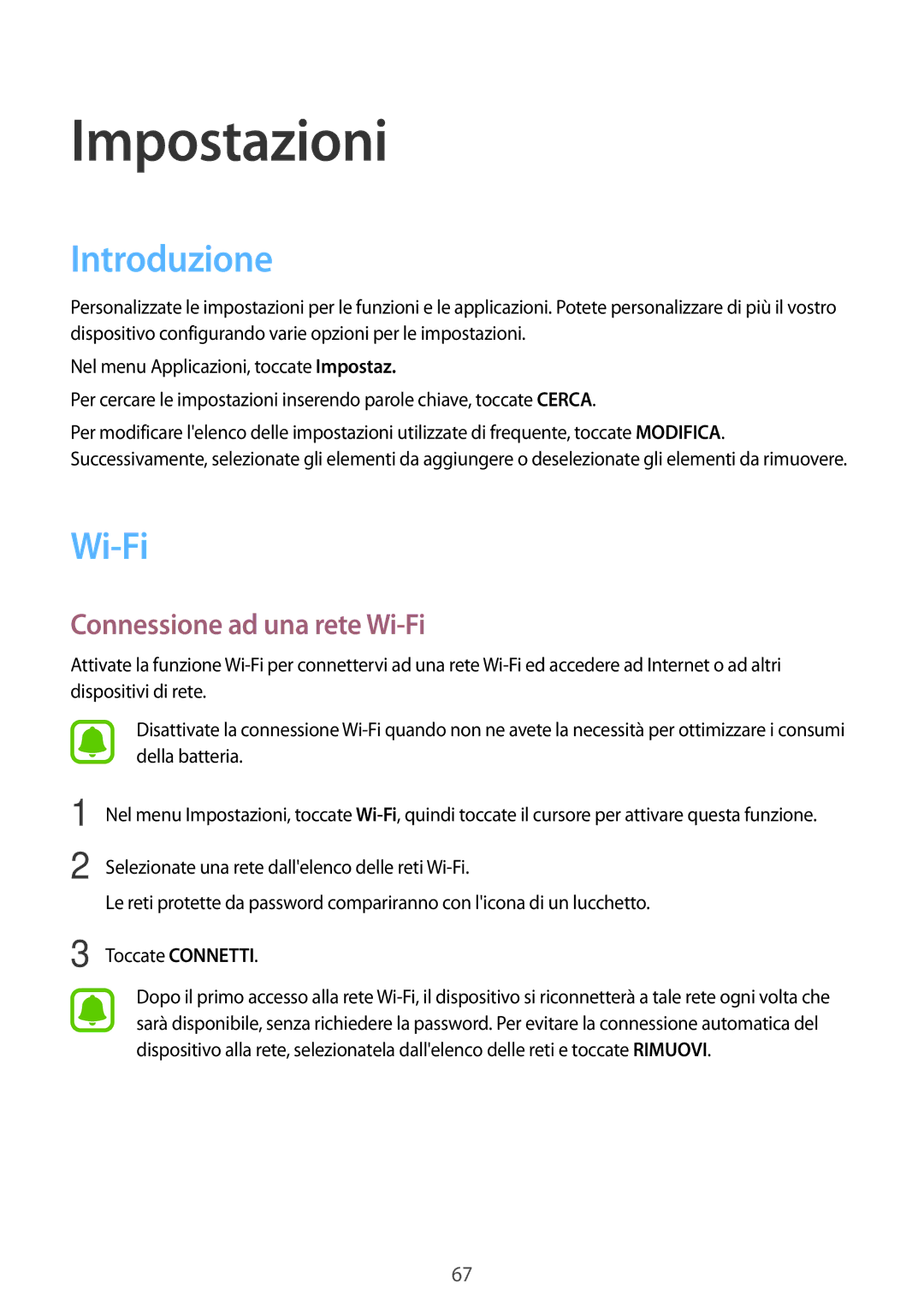 Samsung SM-J320FZWNITV, SM-J320FZKDITV, SM-J320FZWDITV, SM-J320FZDDITV manual Introduzione, Connessione ad una rete Wi-Fi 