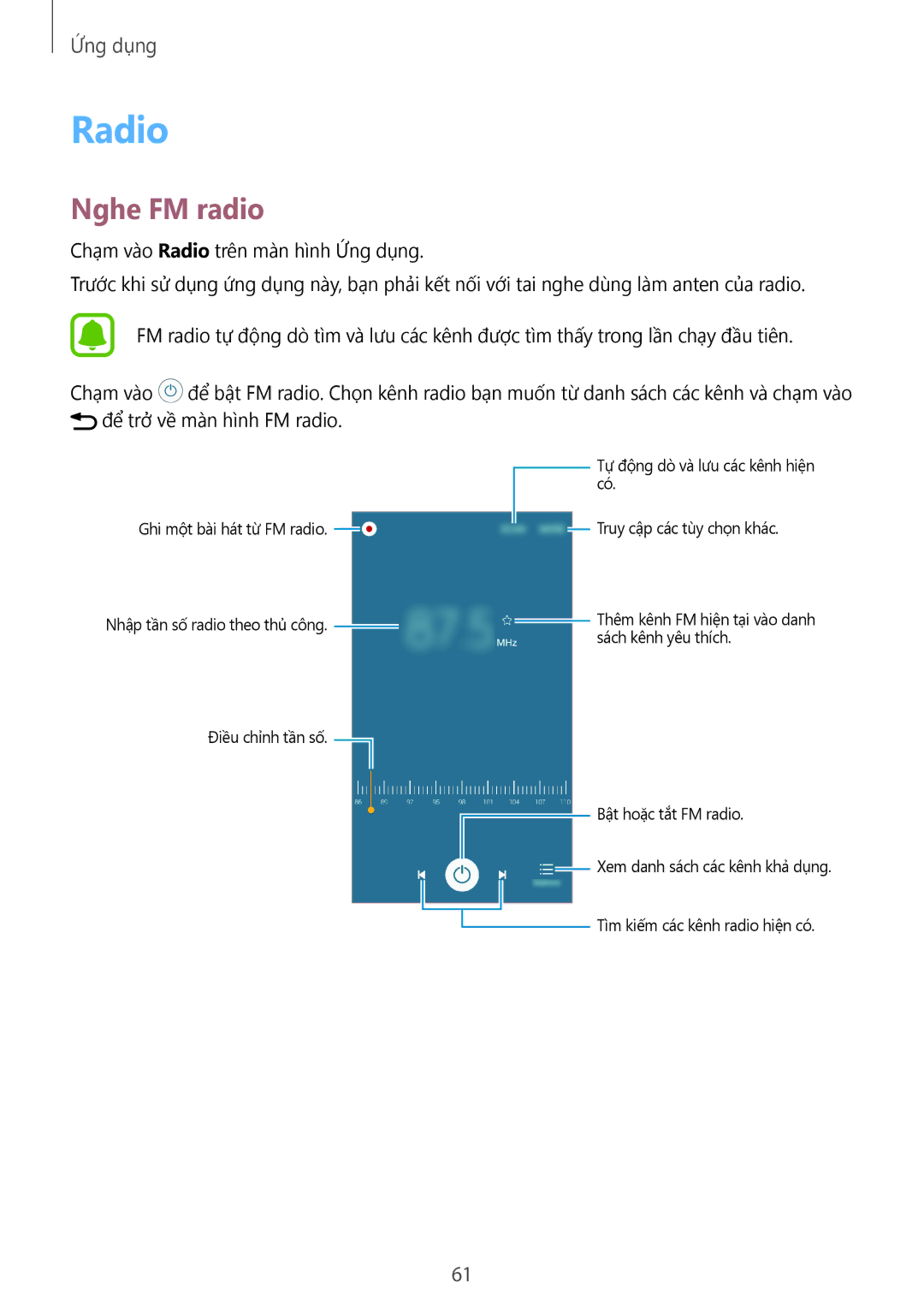 Samsung SM-J320GZDDXXV, SM-J320GZWDXXV manual Radio, Nghe FM radio 