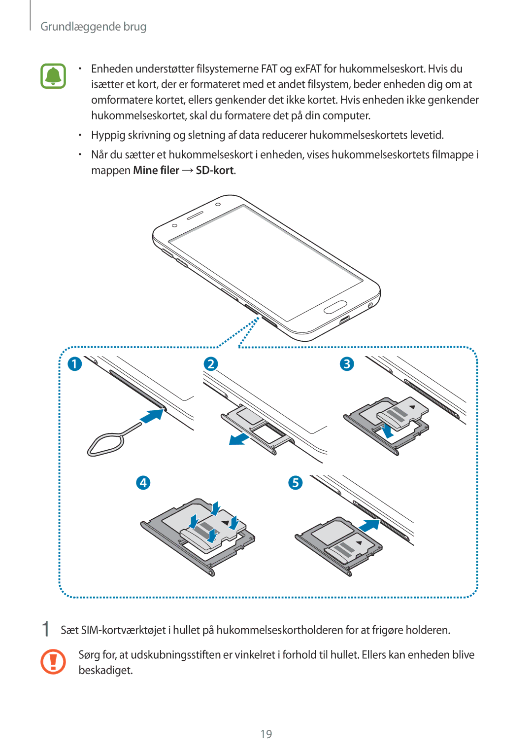 Samsung SM-J330FZKDNEE, SM-J330FZDDNEE, SM-J330FZSDNEE manual Grundlæggende brug 