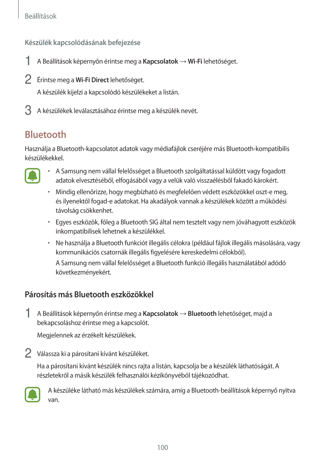 Samsung SM-J330FZDDXEH, SM-J330FZSDXEH, SM-J330FZKDXEH, SM-J330FZKNTMH manual Párosítás más Bluetooth eszközökkel 