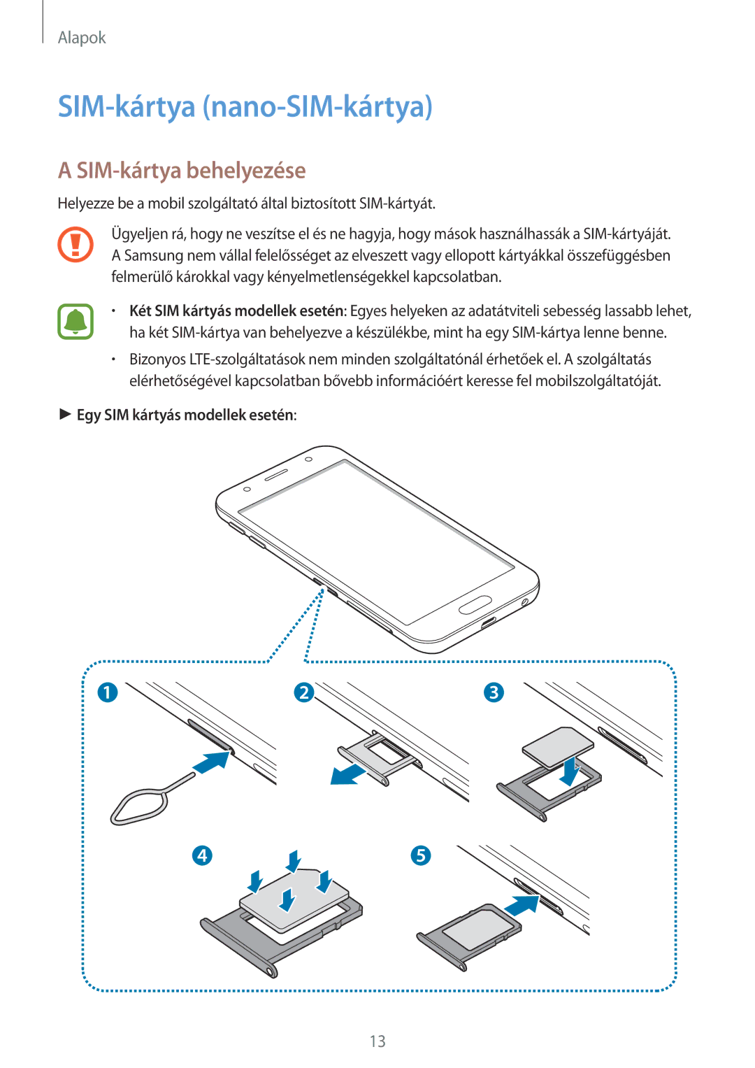 Samsung SM-J330FZKNTMH, SM-J330FZDDXEH, SM-J330FZSDXEH, SM-J330FZKDXEH SIM-kártya nano-SIM-kártya, SIM-kártya behelyezése 