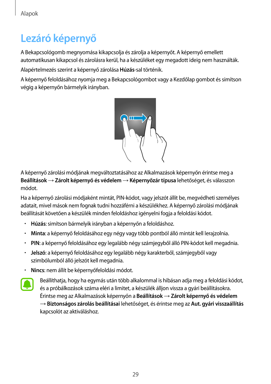 Samsung SM-J330FZDNTMH, SM-J330FZDDXEH, SM-J330FZSDXEH, SM-J330FZKDXEH, SM-J330FZKNTMH manual Lezáró képernyő 