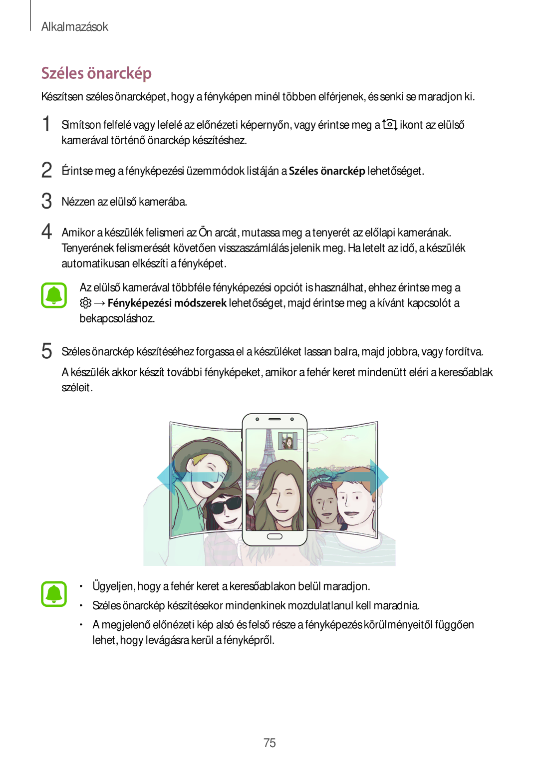 Samsung SM-J330FZDDXEH, SM-J330FZSDXEH, SM-J330FZKDXEH, SM-J330FZKNTMH, SM-J330FZDNTMH manual Széles önarckép 