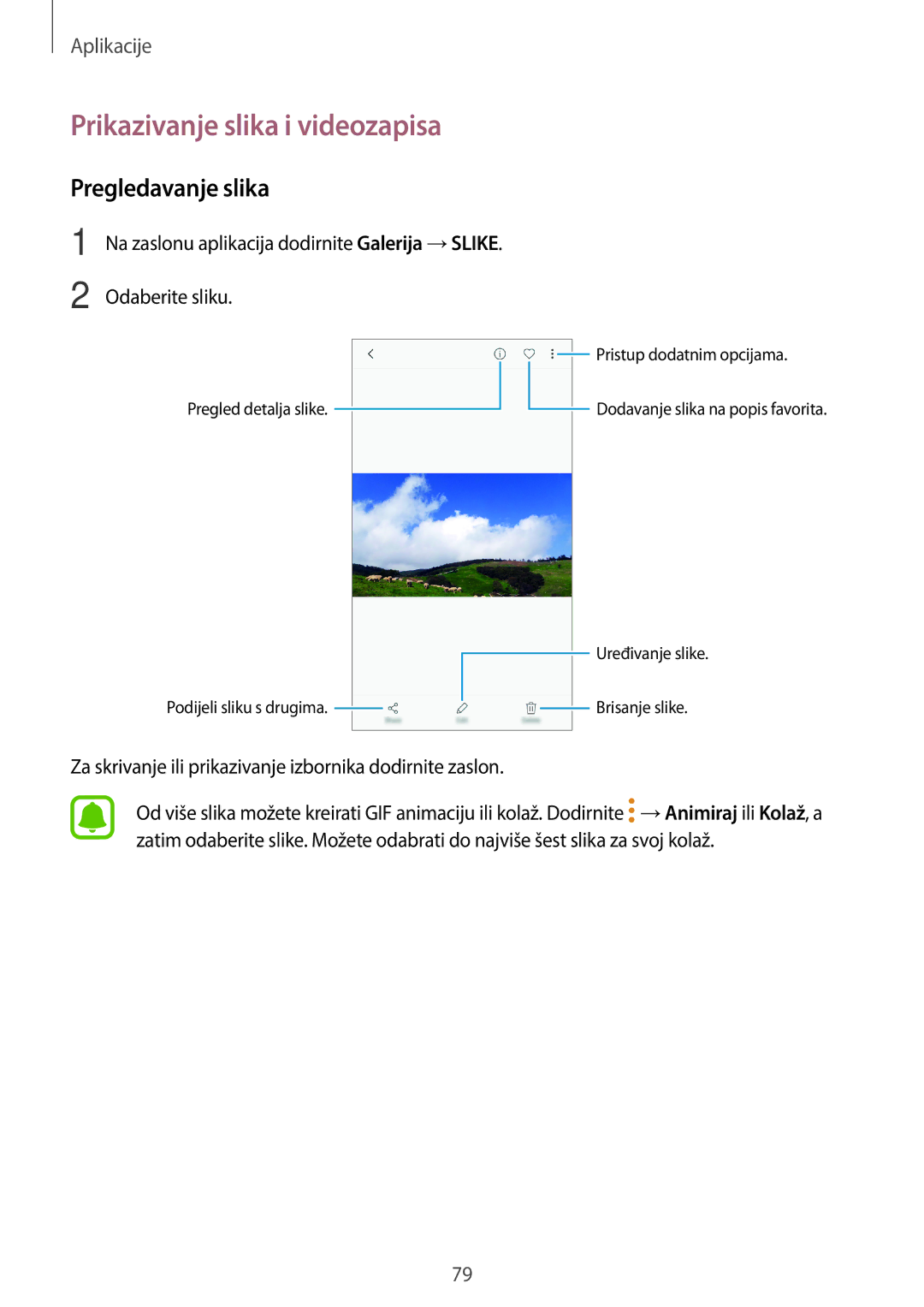 Samsung SM-J330FZKNDHR, SM-J330FZDNSEE, SM-J330FZKNSEE, SM-J330FZSDSEE Prikazivanje slika i videozapisa, Pregledavanje slika 