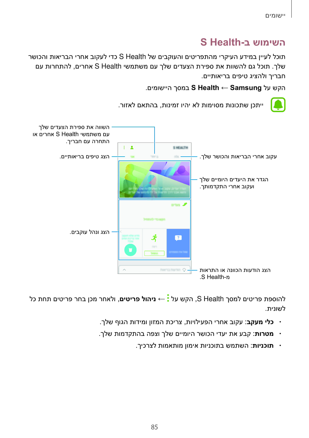 Samsung SM-J330FZKAILO manual Health-ב שומישה 