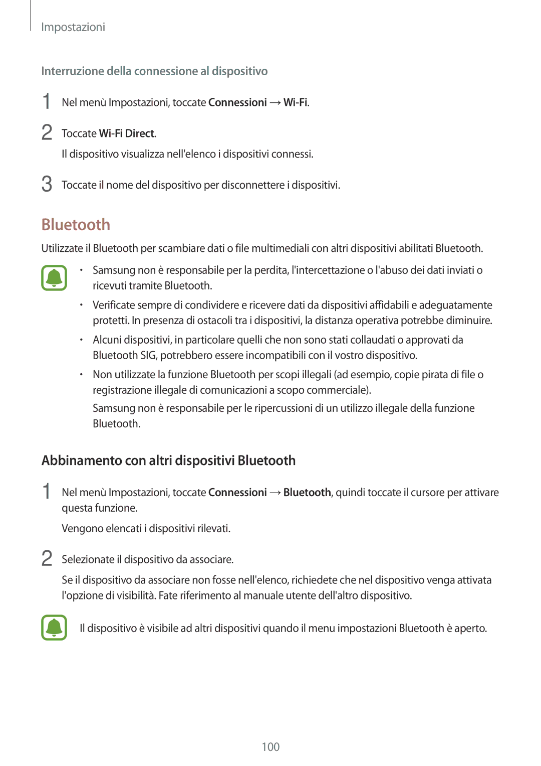 Samsung SM-J330FZKNITV, SM-J330FZKDITV, SM-J330FZSNITV, SM-J330FZDDITV manual Abbinamento con altri dispositivi Bluetooth 